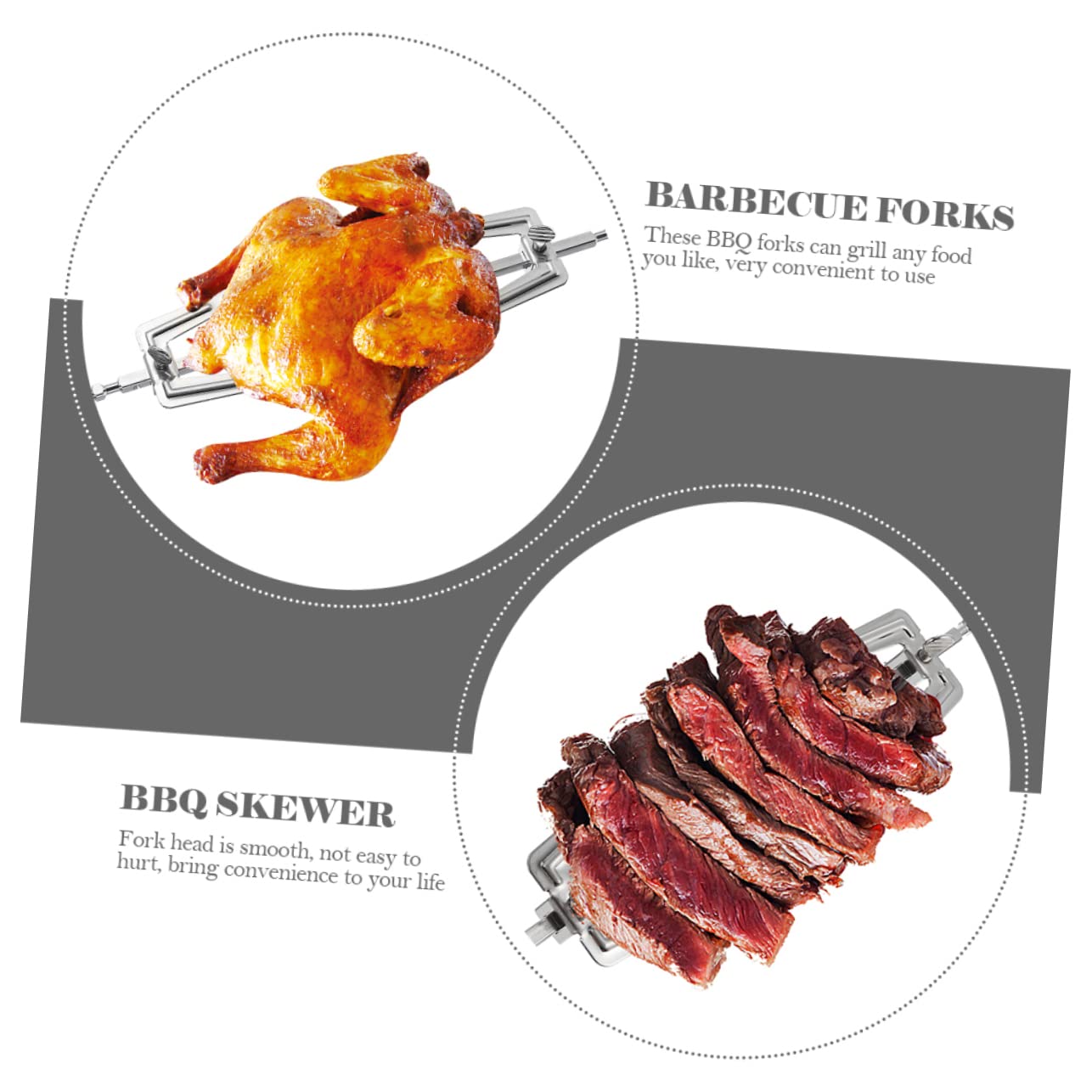 3pezzi Forchette Rotanti Per Bbq Acciaio Inossidabile Utensili Versatili Per Friggitrice Ad Aria e Forno Elettrico Resistenti Al Calore Per Feste e Ristoranti