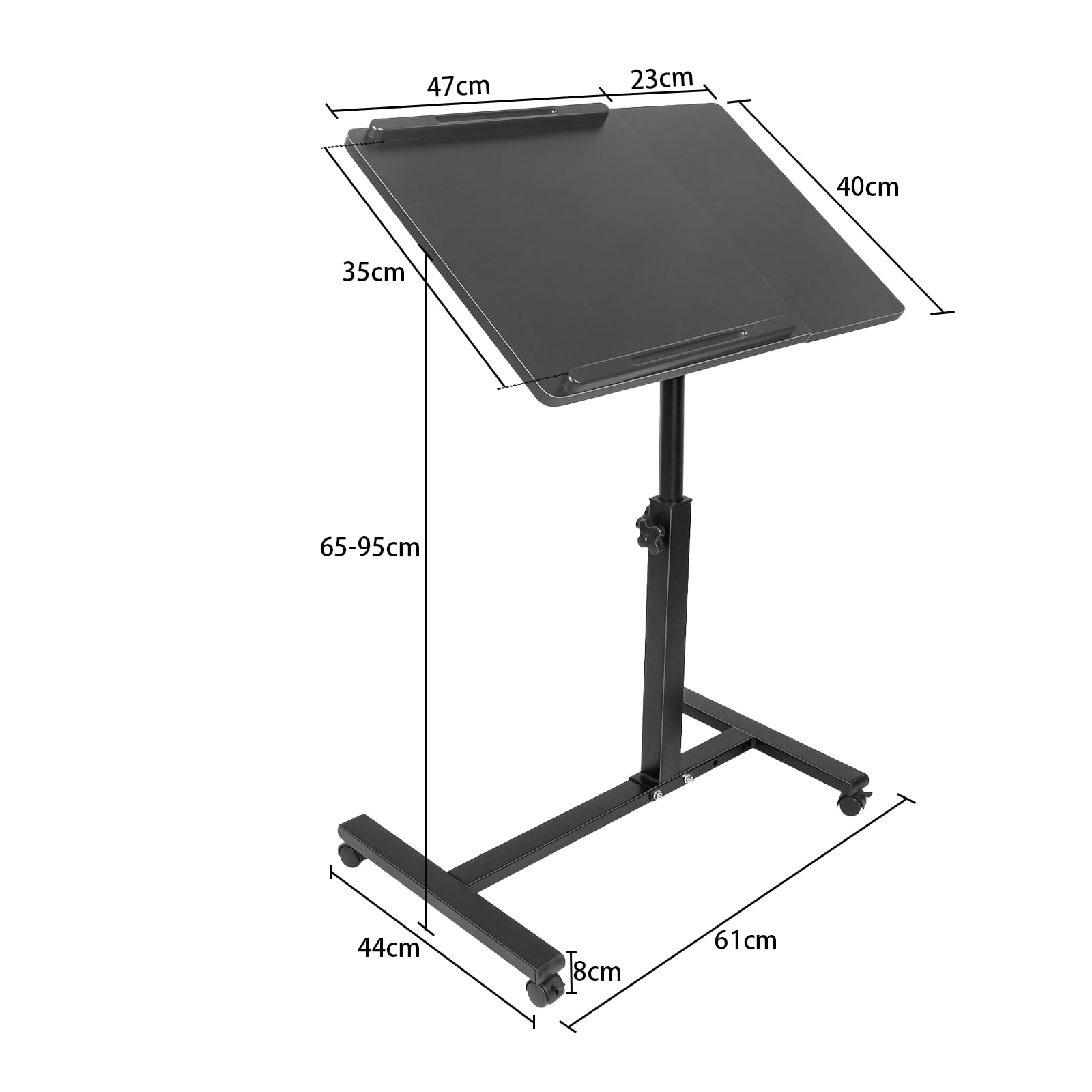 SDdPulse Scrivania per computer regolabile in altezza con 4 ruote, portatile, regolabile in altezza, 70 x 44 x 95,70 x 44 x 95 cm, colore: nero