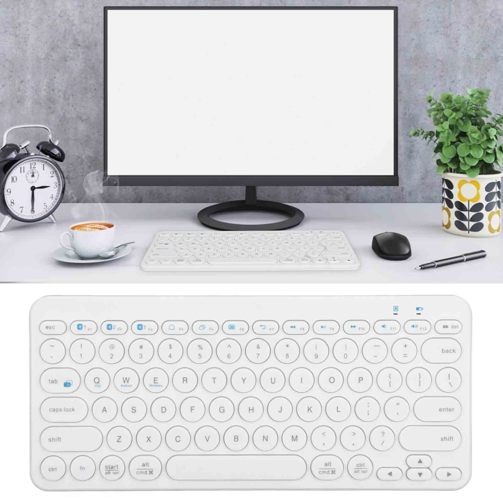 Clavier sans Fil, Clavier de Bureau Silencieux pour la Maison (Rose) (Blanc)