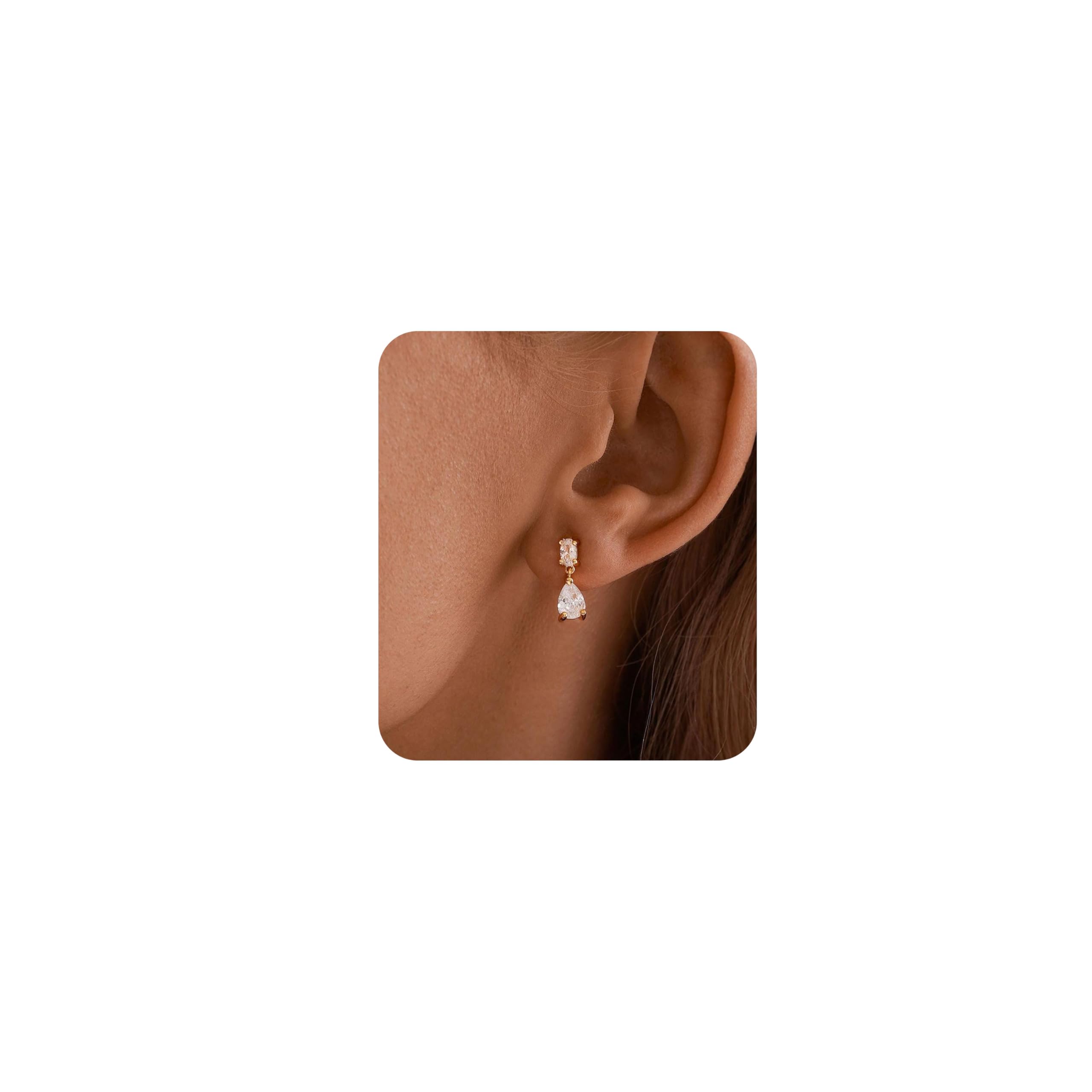 Dangle Drop Gold Earrings Women Prom with CZ Wedding Jewelry Gifts Gold-2CZ Drop