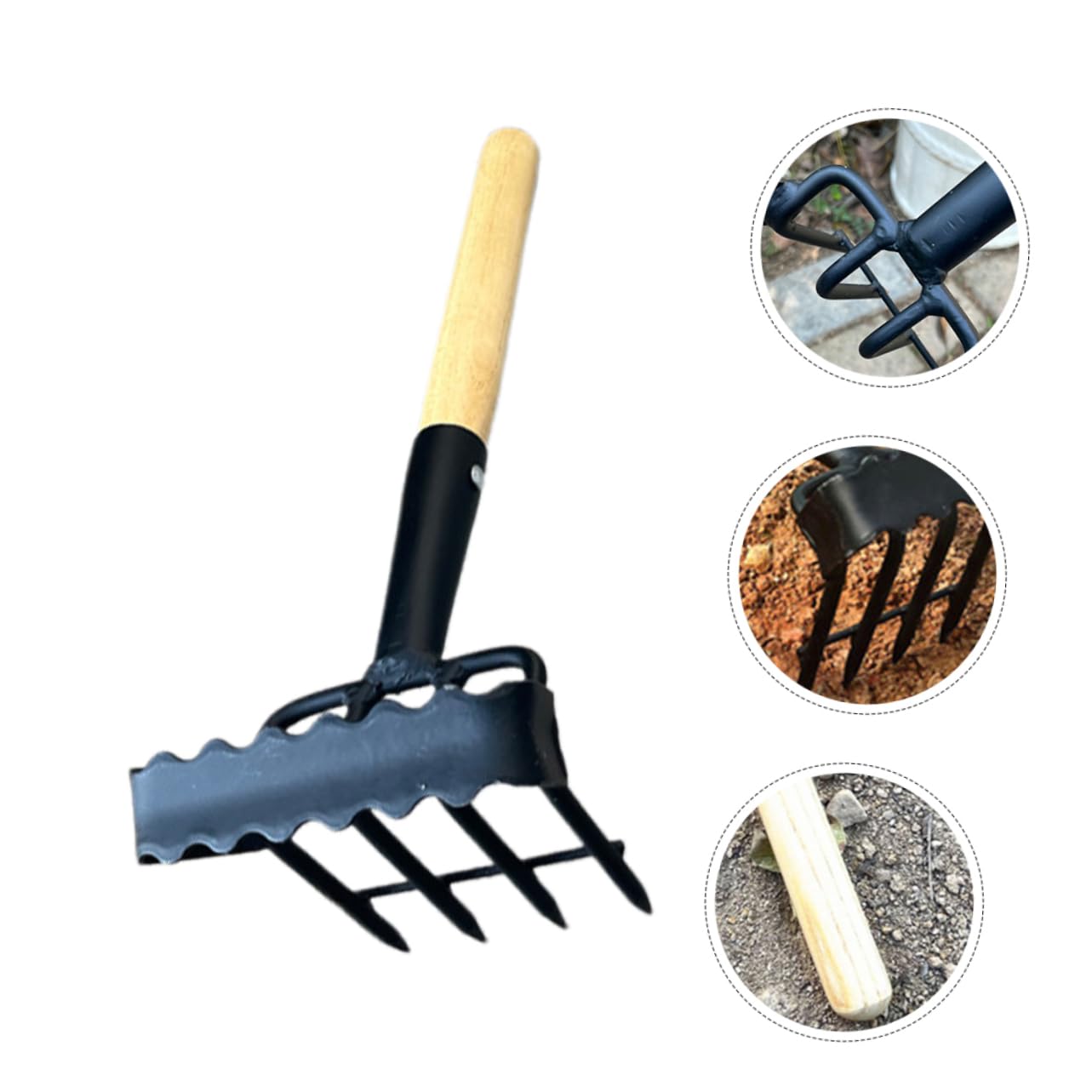 Milisten Kleiner Handrechen für Gartenarbeiten Ergonomischer Gartenrechen mit Leichtem Griff zum Pflanzen und Entfernen von Beeten und Töpfen