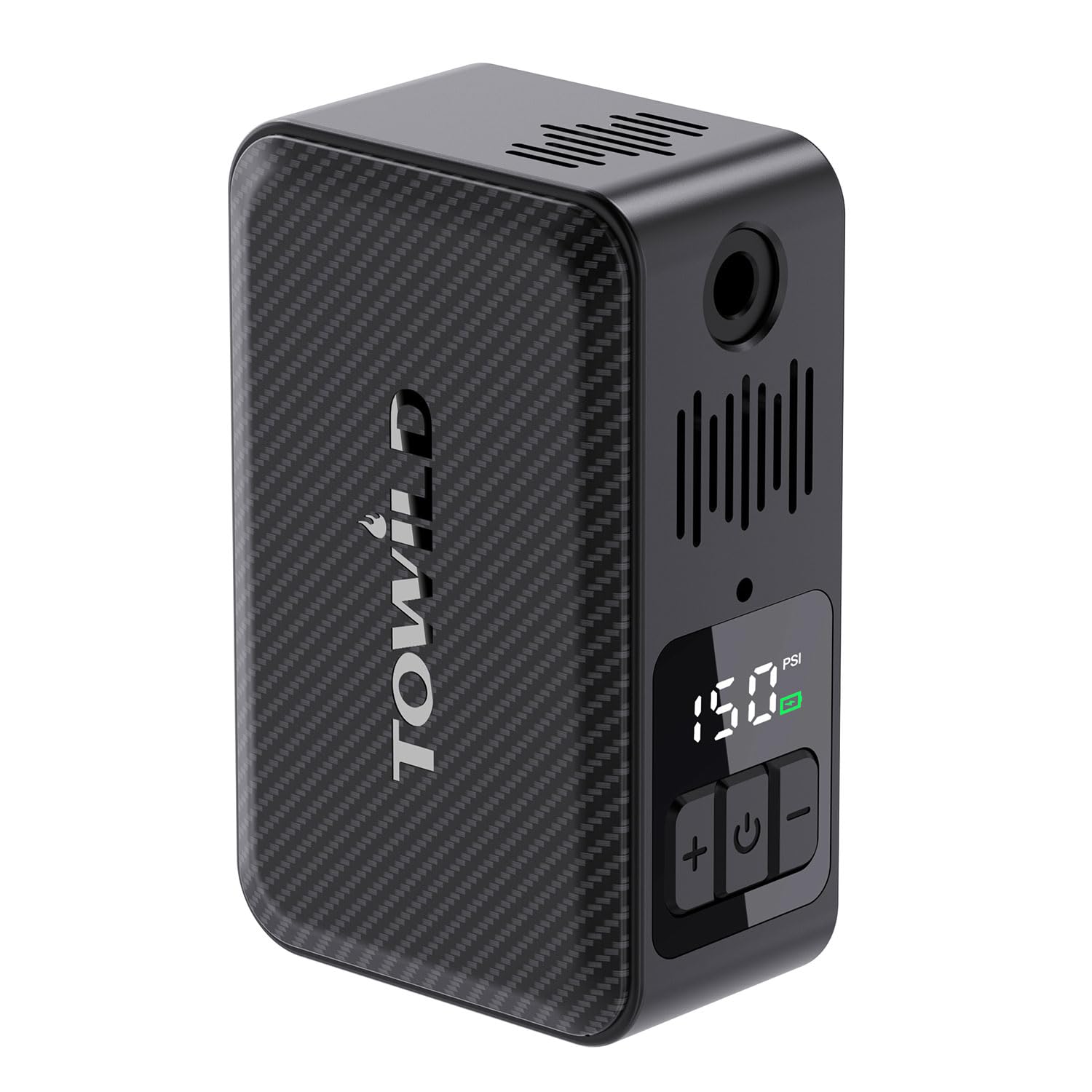 TOWILD A15 Bomba de Bicicleta Eléctrica 150PSI, Inflador de Neumáticos Portátil con Ventilador de Refrigeración, Apagado Automático, 2×800mAh para 8 Gomas, Luz LED para Carretera y MTB