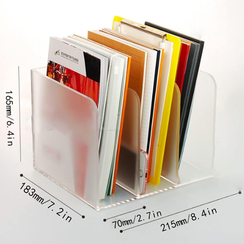 雑誌棚の仕切り、 アクリル製 3セクション デスクファイルオーガナイザー ペーパーソーター ブルーまたはクリア(Blue clear