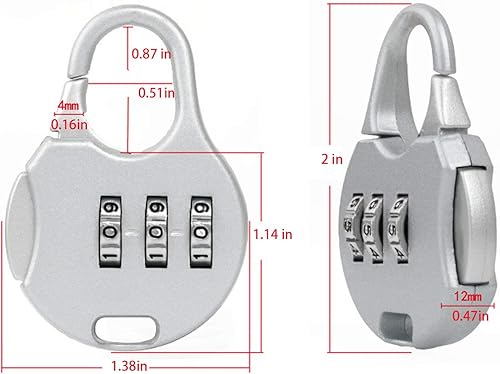 Miniatura 2 de Candado de combinación de viaje de 3 dígitos de aleación de zinc, pequeño candado de combinación segura para maleta, maleta, maletín, bolsa de