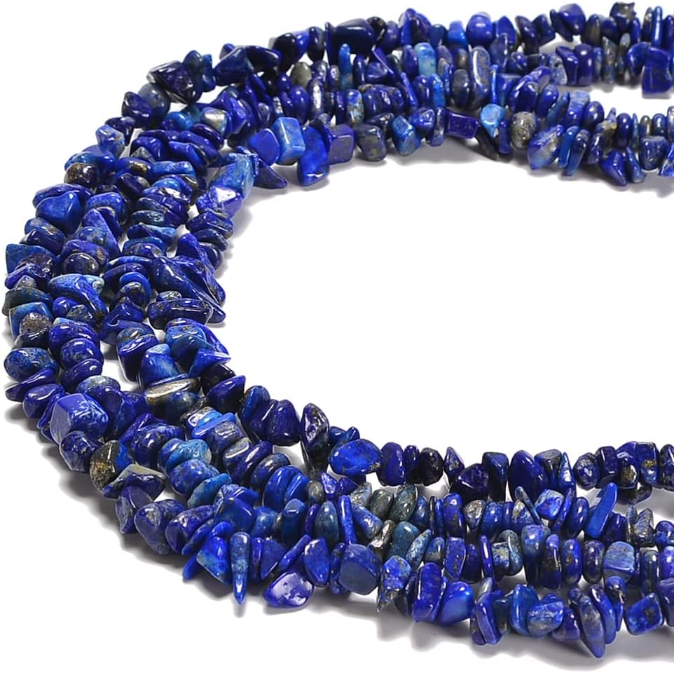 7-8mm Natural Blue Lapis Lazuli Gemstone Chips Loose Beads Semi Precious for Jewelry Making DIY Handmade Craft Supplies 1 Strand per Bag Approxi 34"