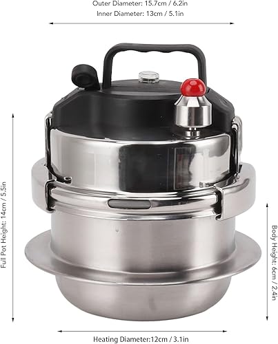 Miniatura 4 de Olla a presión de acero inoxidable 0.8L Estofado de alta presión de cocción rápida para inducción de gas Adecuado para cocina al aire libre Uso