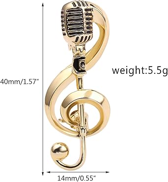 WHAMVOX Muzieknoot Microfoon Broche Pin Mode Sieraden Voor Vrouwen Unieke Decoratieve Pin Voor Feestelijke Gelegenheden Voor Jassen Truien Jurken