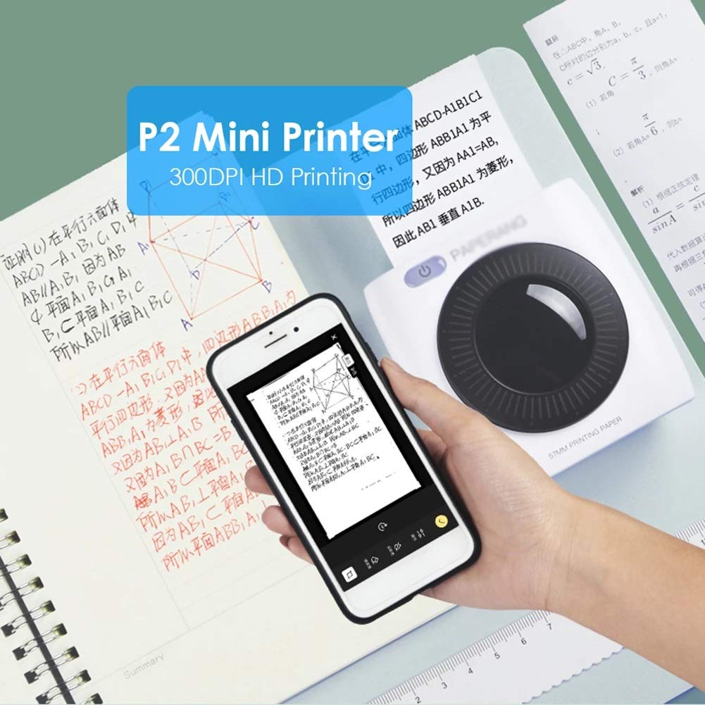 P2 Mini stampante termica portatile tascabile per iOS Android, stampante fotografica portatile per cellulare