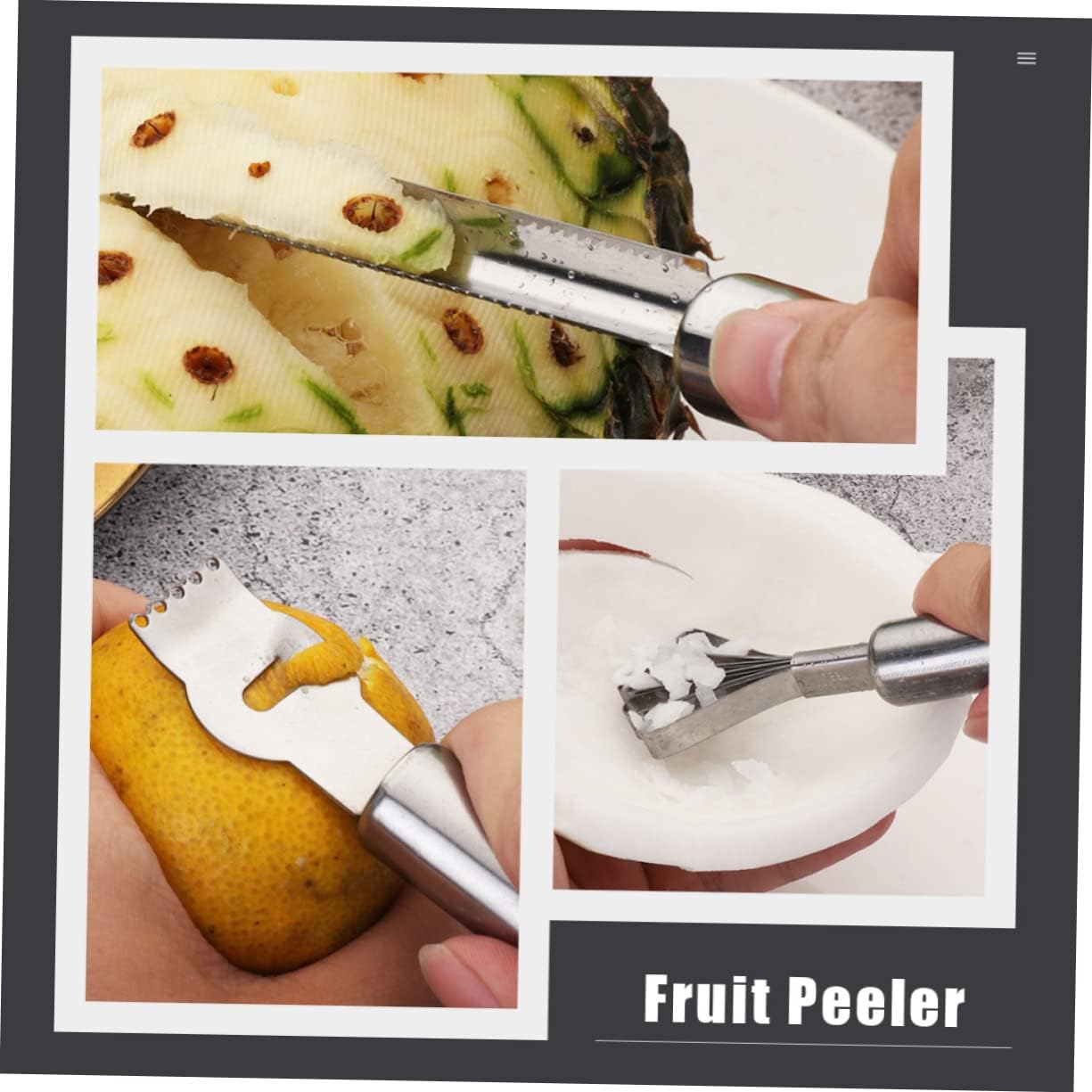 Zester Grater 3 Pcs Stainless Steel for Coconut Pineapple Eyes