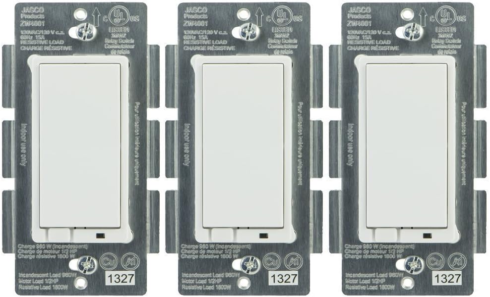 Jasco14318 Z-Wave Plus Wireless Lighting Control On/Off Switch (3-Pack)