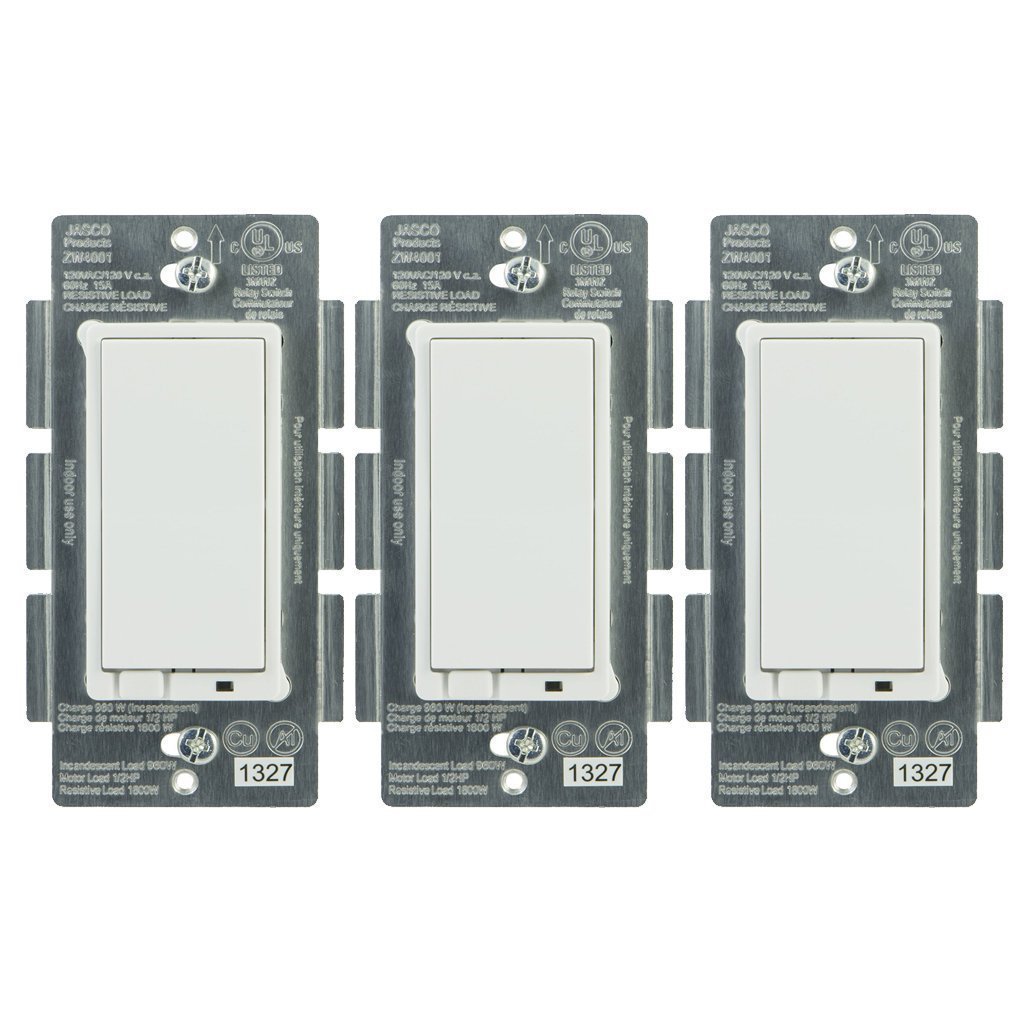 Jasco 14318 Z-Wave Plus Wireless Lighting Control On/Off Switch (3-Pack)