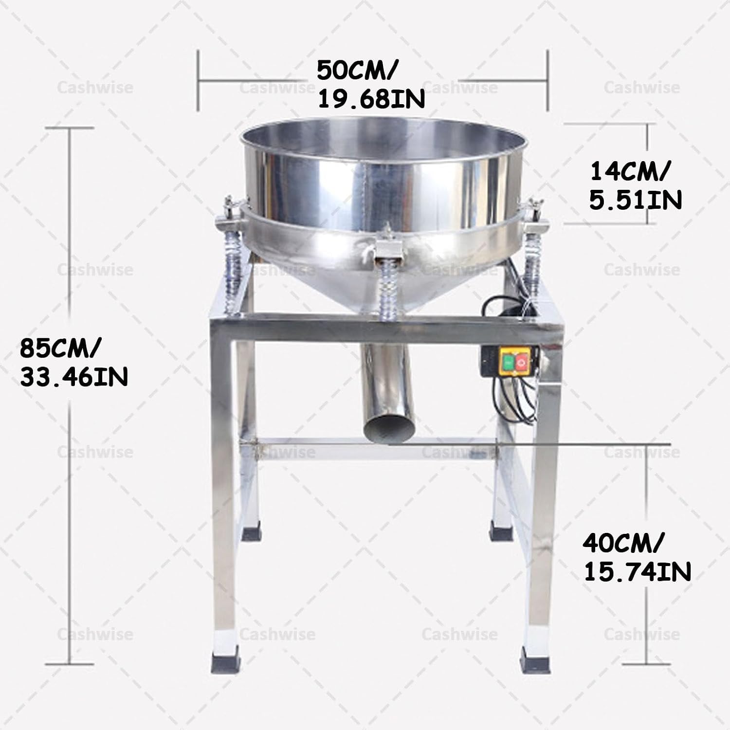 Tamizador Vibratorio Automático, Máquina de Cribado Eléctrica en Acero Inoxidable con Tamiz de 500mm, Control de Un Botón para Polvos y Granos, Gran Capacidad para Panadería y Uso Industrial