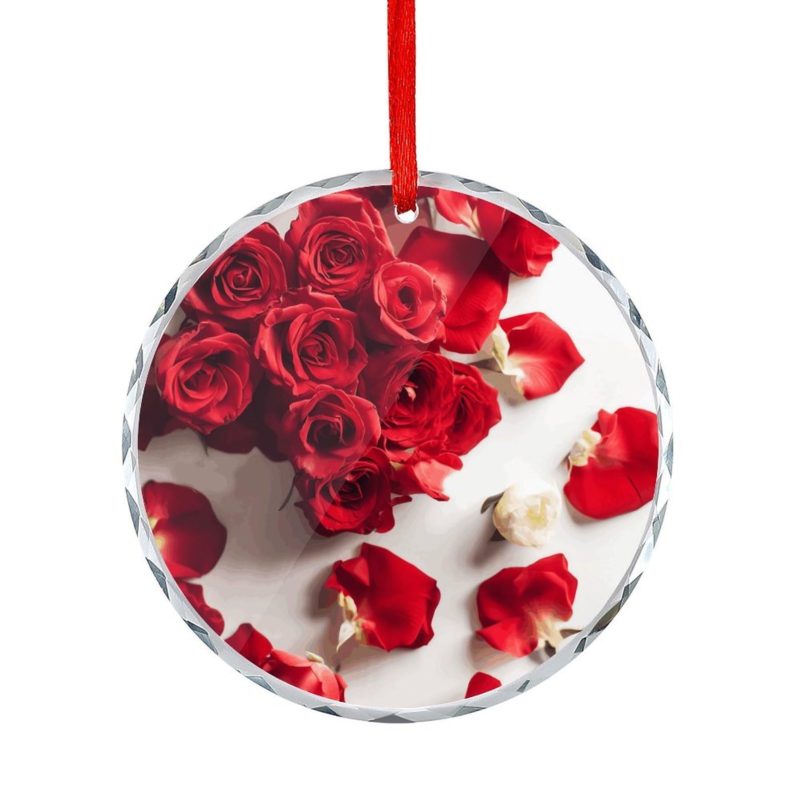 Fodpand Women's Style Flowers On Background Round Glass Ornament Keepsake Gift Exchange Ideas Car Decor,Christmas Ornaments For Tree Window Garden Ornaments