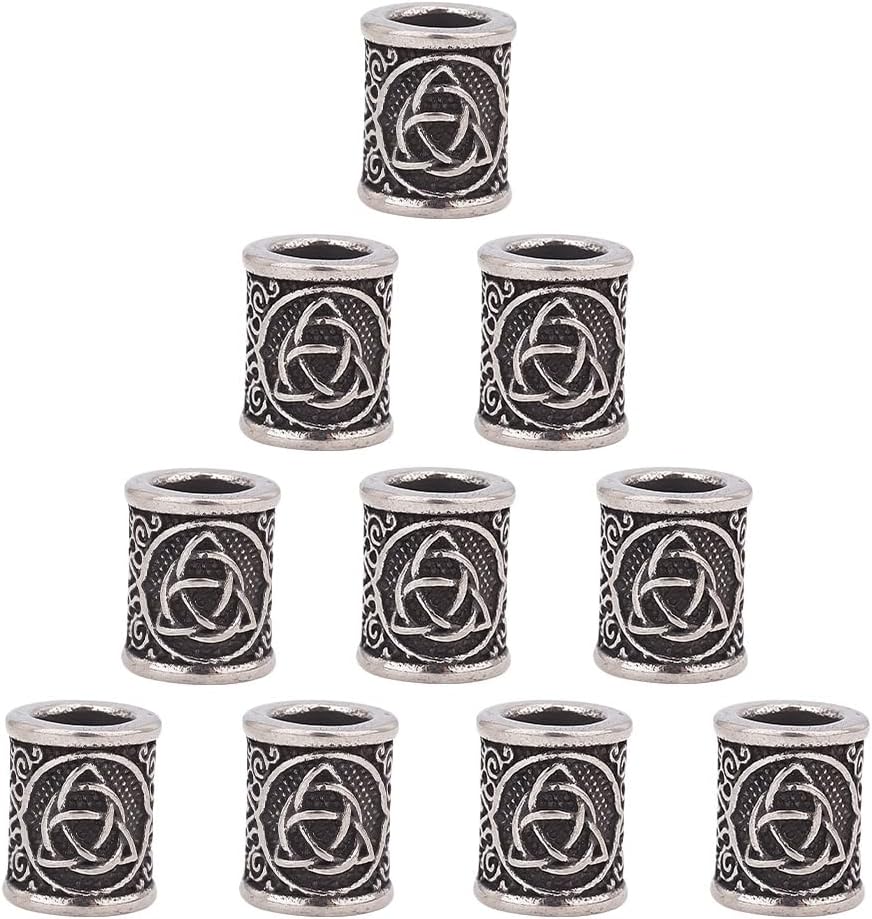 UNICRAFTALE 10Pcs Paracord Bead Column Spacer with Trinity Knot Large Hole for Hair, Beard, Bracelets & Jewelry Making