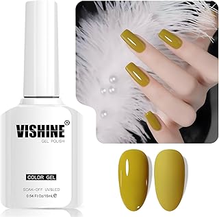 Vishine 16ml Gel Nail Polish Mustard Yellow Color Gel Nail Polish Soak Off LED gel Polish Nail Art Designs Manicure Salon DIY at Home Gift for Women Shade L362 Golden Mustard