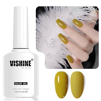 Vishine 16ml Gel Nail Polish Mustard Yellow Color Gel Nail Polish Soak Off LED gel Polish Nail Art Designs Manicure Salon DIY at Home Gift for Women Shade L362 Golden Mustard