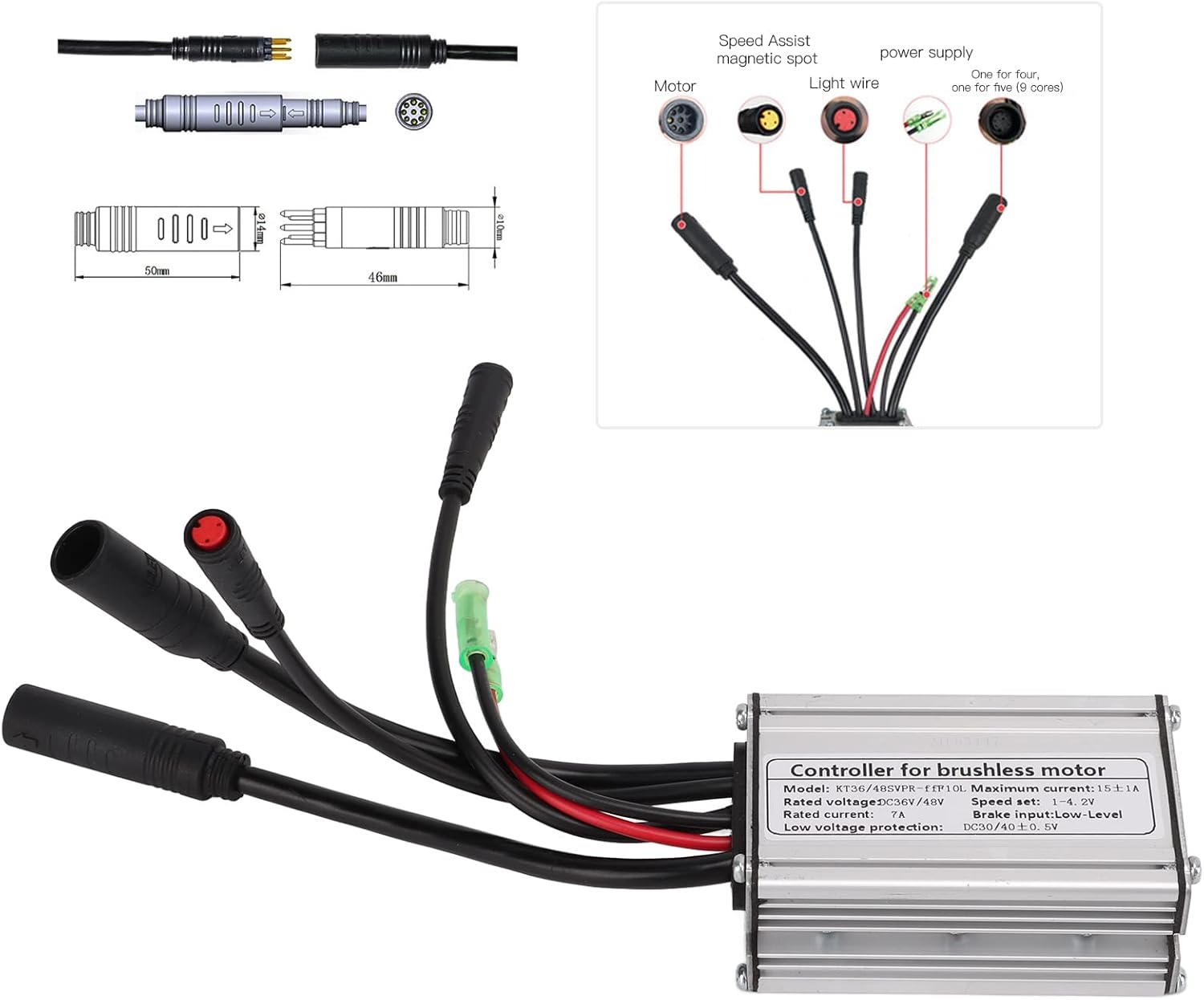 Keenso Electric Sine Controller, 36V 48V 15A Conversion Kit for 250W Brushless Motor - Perfect for DIY Projects, Electric Scooters, and Power Tools