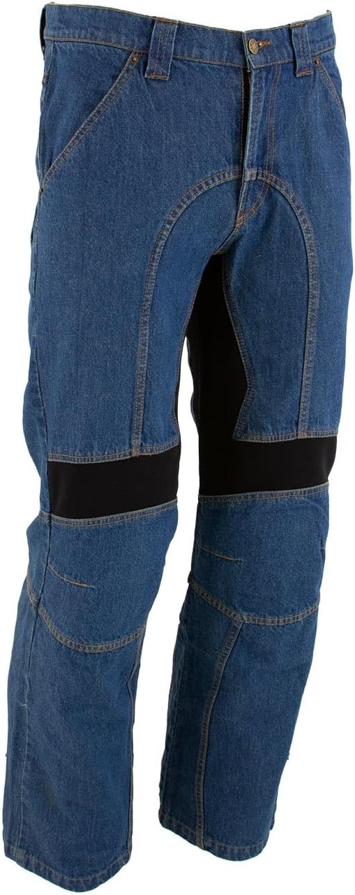 Milwaukee Leather MDM5015 Men's Classic Fit Blue Denim Motorcycle Rider Racing Pants w/CE Armor on Knees