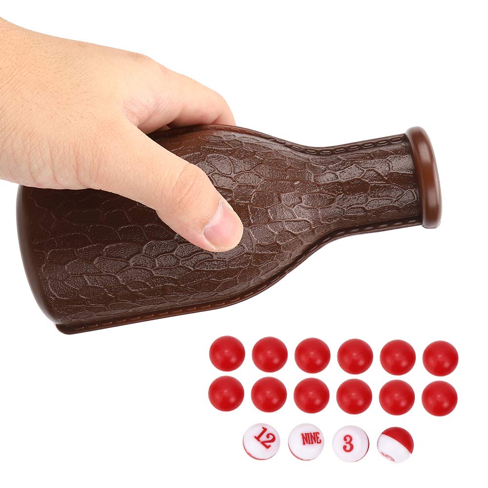 Billiard Pool Shaker, 16 Tally Balls Rubber Funny Pea Billiard Dice Box, for Game Match(Brown)