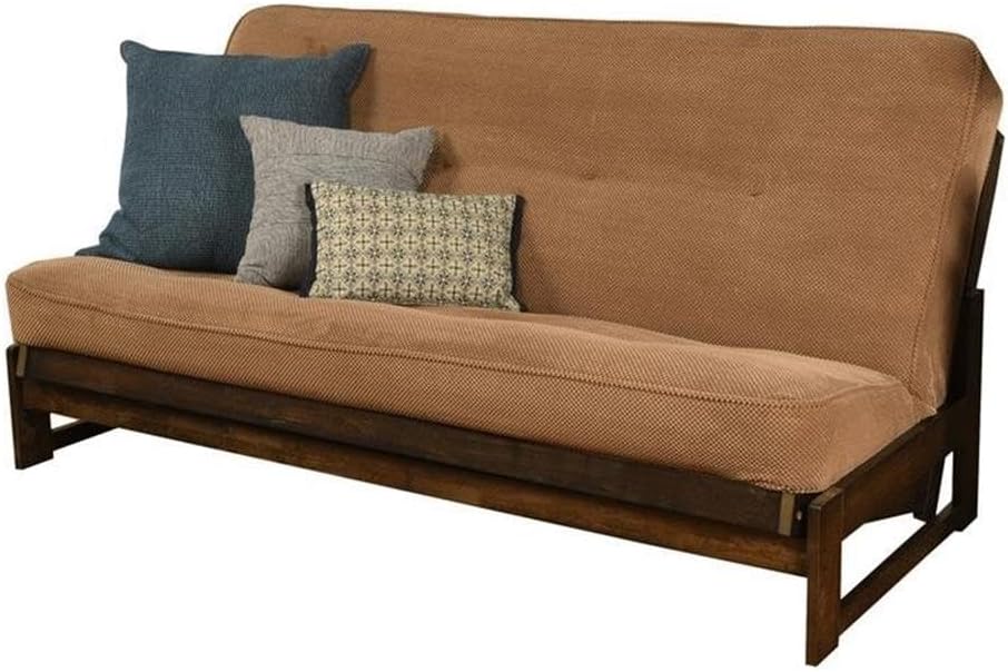 BOWERY HILL Full Futon Mattress, 8 in Thick, High-Density Foam and Innerspring Construction, Polyester Tufted Cover, Marmont Brown, Medium Comfort Level, Fits Sofa or Full-Size Bed