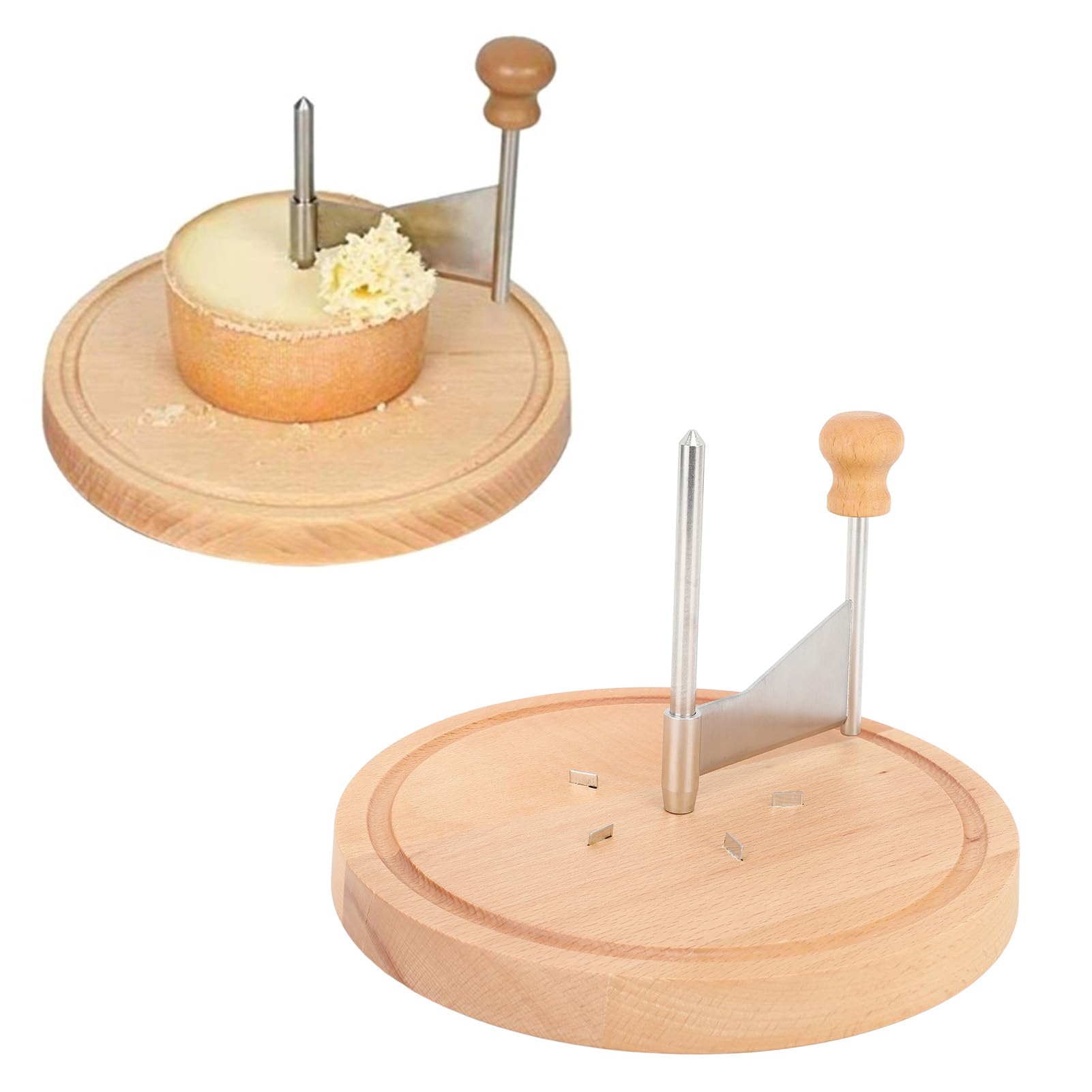 Rizador de Queso,Ergonómico Profesional, Cortador Giratorio de Flores de Queso con Madera de Haya Premium y Acero Inoxidable, para Rueda de Queso y Chocolate