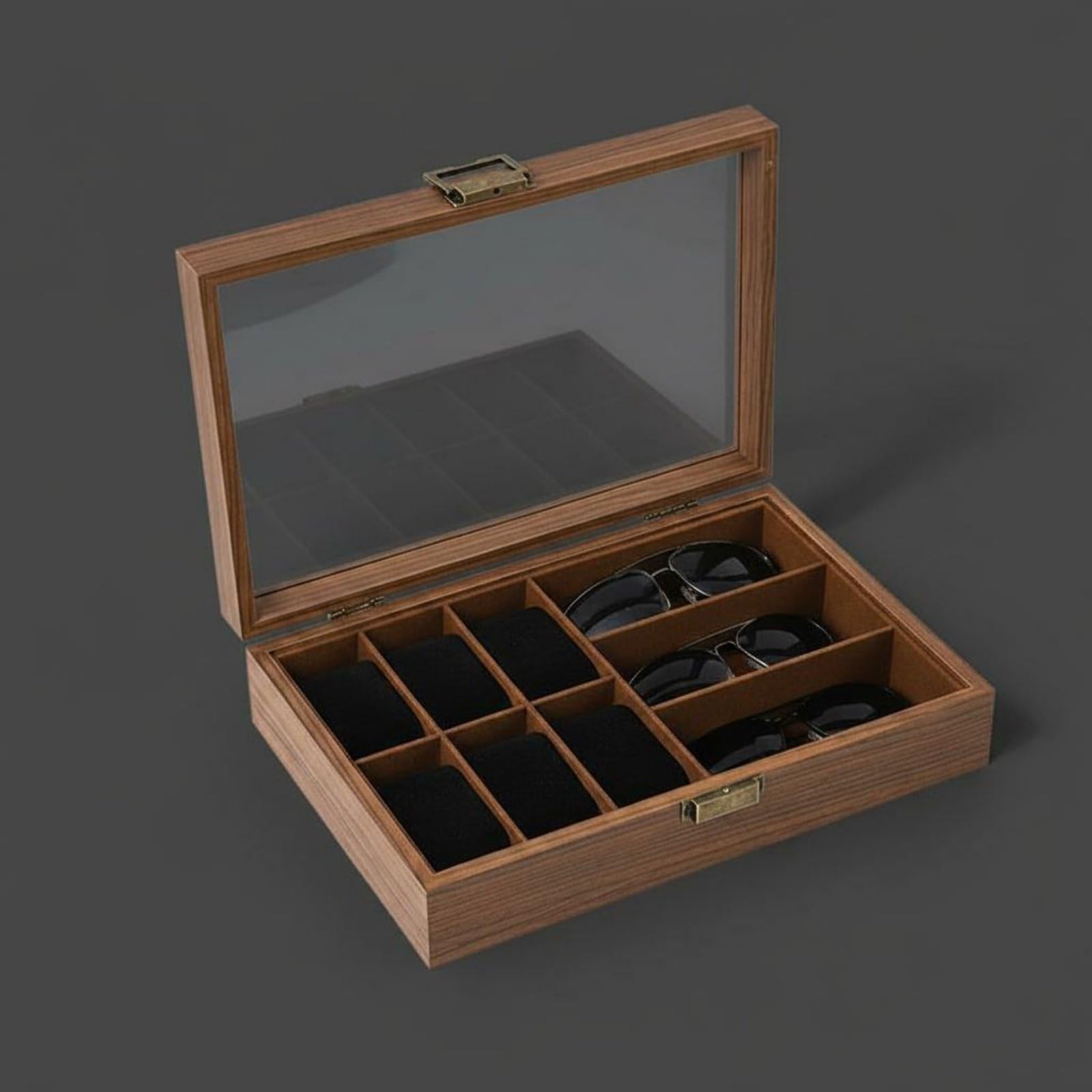 Scatola Porta Orologi Espositore Custodia Organizer Vetrina con Coperchio Trasparente per Mostrare E Proteggere Separati Che Facilitano La Scelta, size to 1