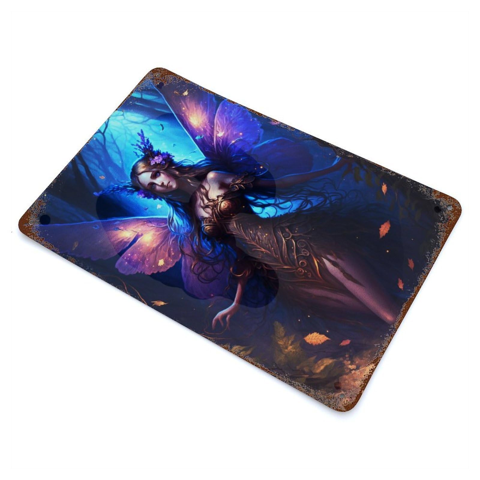 Beautiful Fairy Rustic Tin Plaque 11.8"x7.9", Ideal for Shed, Workshop And Garage Wall Decor