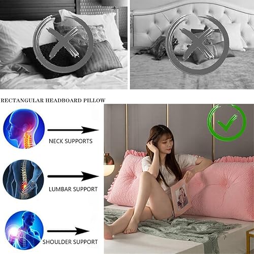 Miniatura 8 de Almohada grande de cuña de lectura, cojín para cabecero de cama, cojín para cama individual, matrimonial, Queen, King, litera, color verde, 59