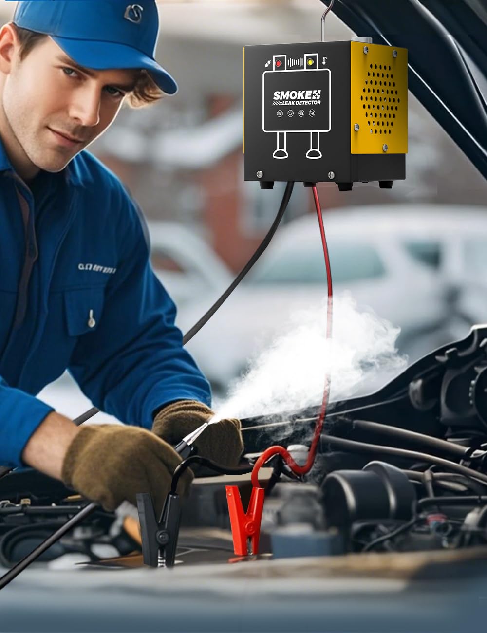 Smoke Machine Automotive Diagnostic Detector - 12V DC EVAP Smoke Leak Tester with Built-in Air Pump for Vehicle Pipe System