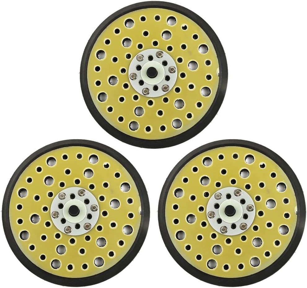 3 Pack 6 Inch 54 Hole Medium Density PU Backing Pad for Random Orbital Sander with 5 16 Thread Replacement Sanding Pad Set Compatible with 150mm Sanders Yellow