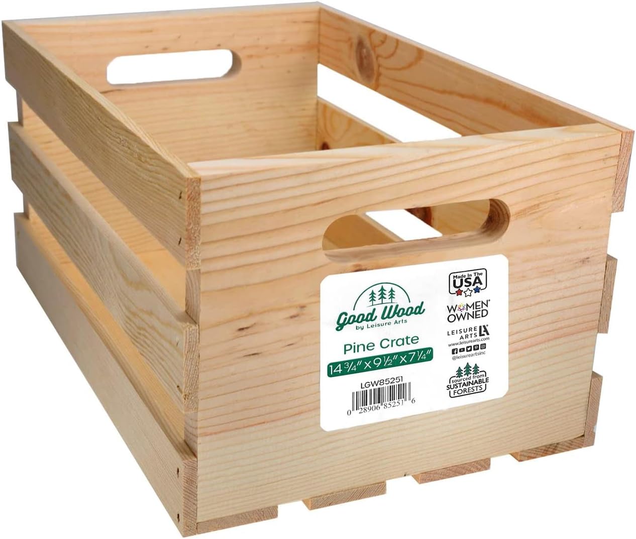 Leisure Arts Good Wood Wooden Crate, wood crate unfinished, wood crates