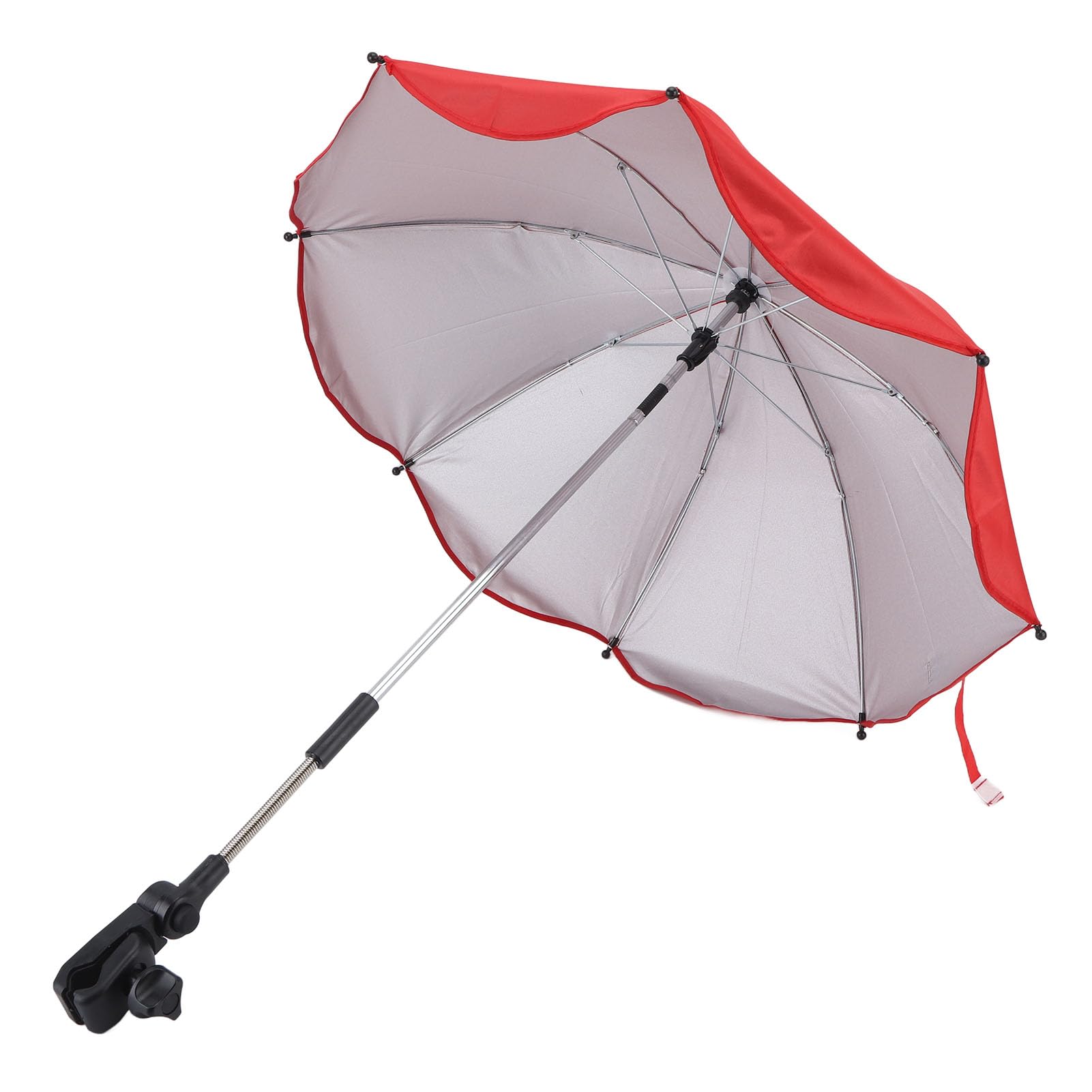 Parasol do Wózka Dziecięcego 14 Cali, Uniwersalna Parasolka do Wózka Dziecięcego Regulowana Ochrona UV Parasol Przeciwsłoneczny do Wózka Spacerowego, Gondoli, Wózka Inwalidzkiego (Czerwony (srebrny klej))