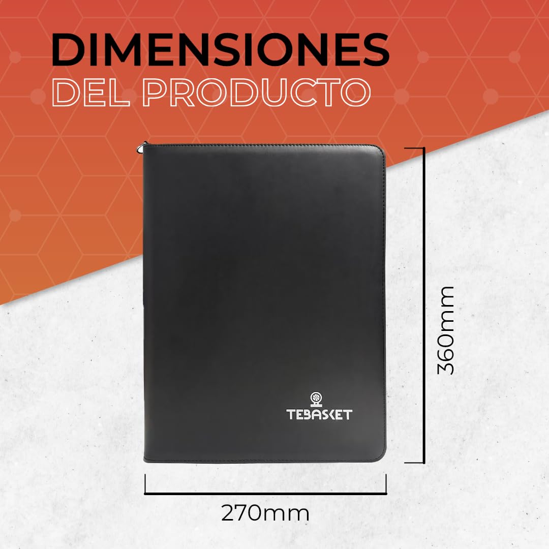 Carpeta de Entrenador de Baloncesto con Correa Bandolera, Pizarra, Rotulador, Silbato, Talón, Libreta y Reloj