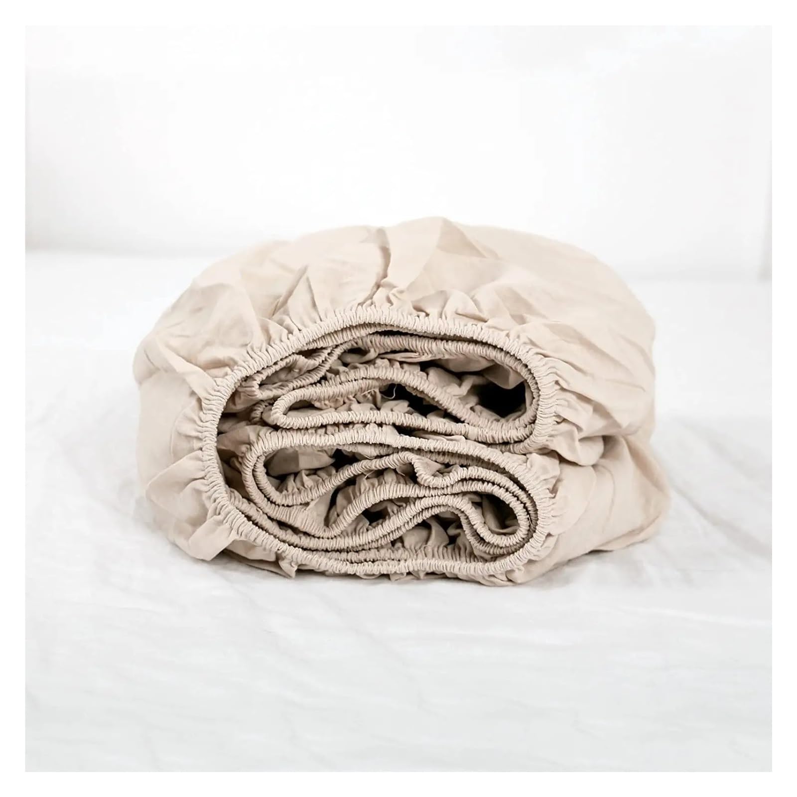 Drap en Lin Drap-Housse en Lin - Housse de Matelas à Poche Profonde 14 Pouces, literie Douce et Respirante Coton(Green,Twin)