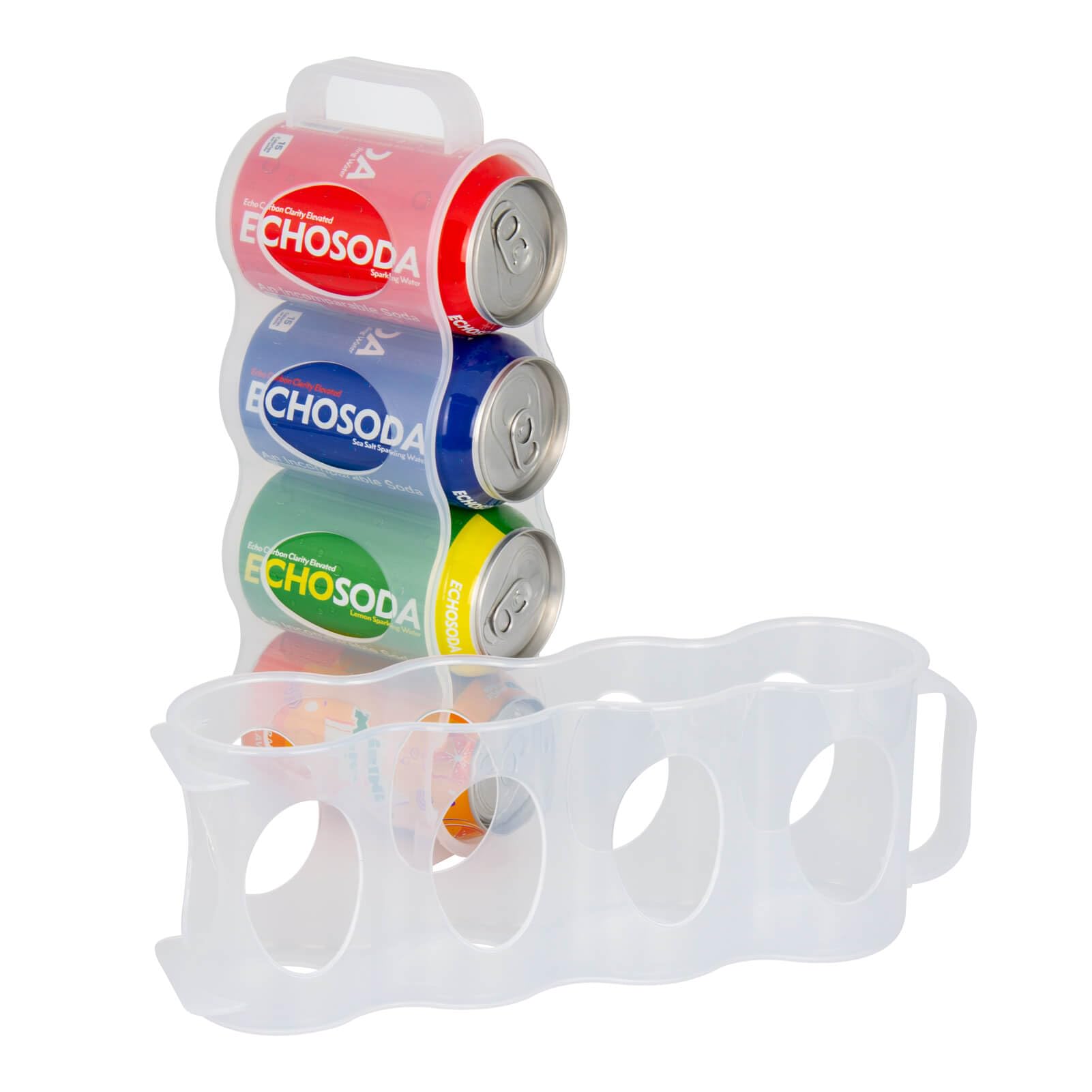 Portable Soda Can Organizer for Refrigerator Shelf, Beer Can Holder, Fridge Storage Sliding Rack, Clear Plastic 2 Pack