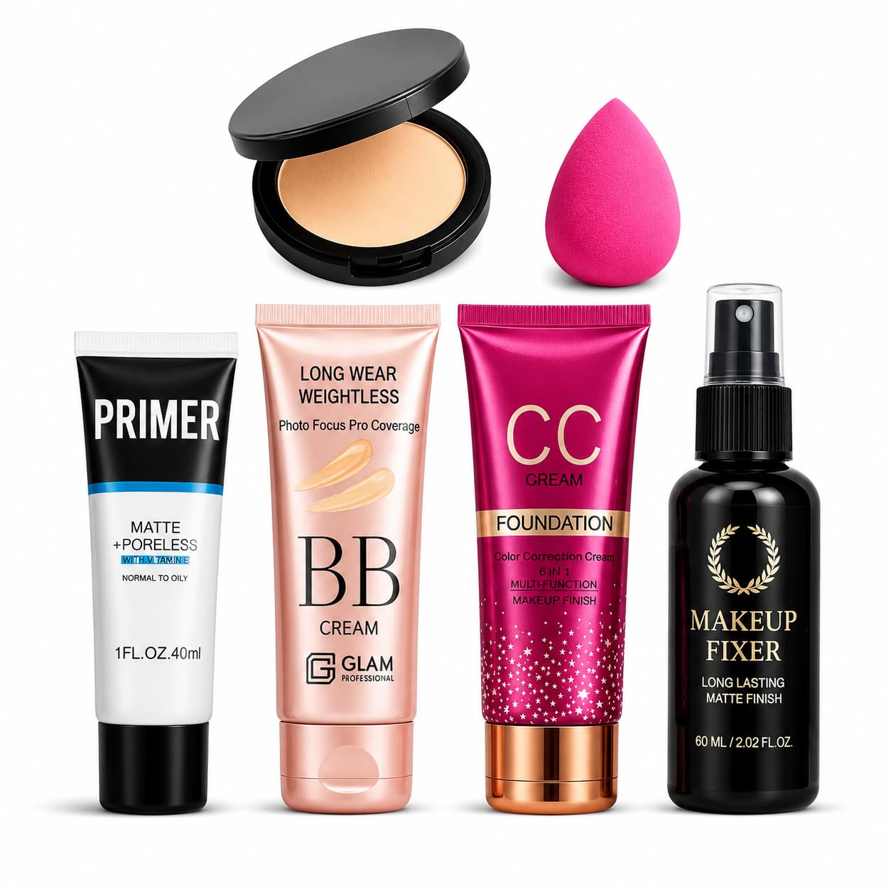 Makeup Combo Kit for Women with Primer, BB Cream, CC Cream, Makeup Fixer Spray, Compact Powder & Beauty Blender Sponge | Daily Makeup Essentials Kit-image-25