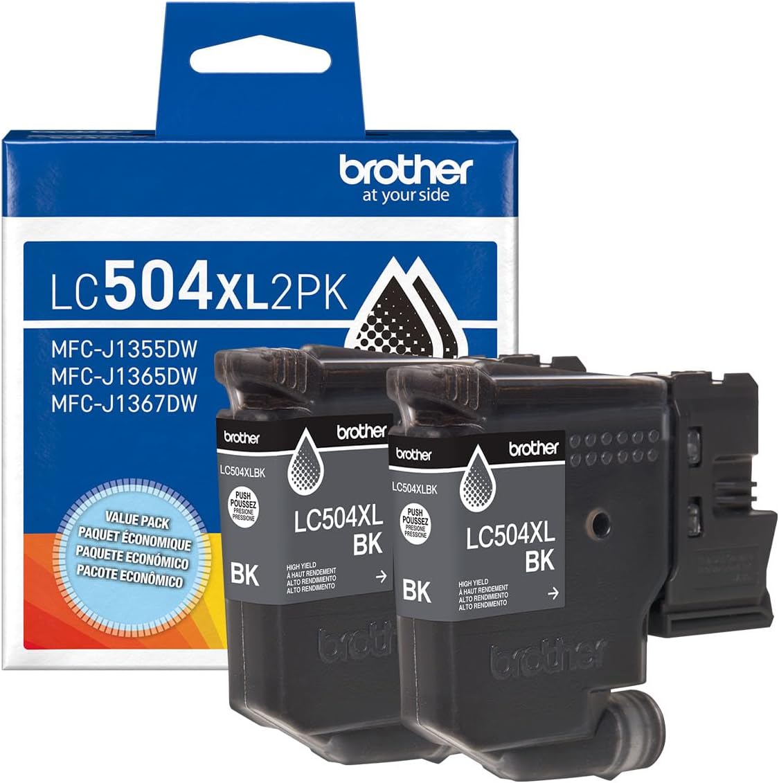 Brother Genuine LC504XL2PK Twin Pack High Yield Black Ink Cartridges (for use INKvestment 1355, 1365, and 1367 Printers)