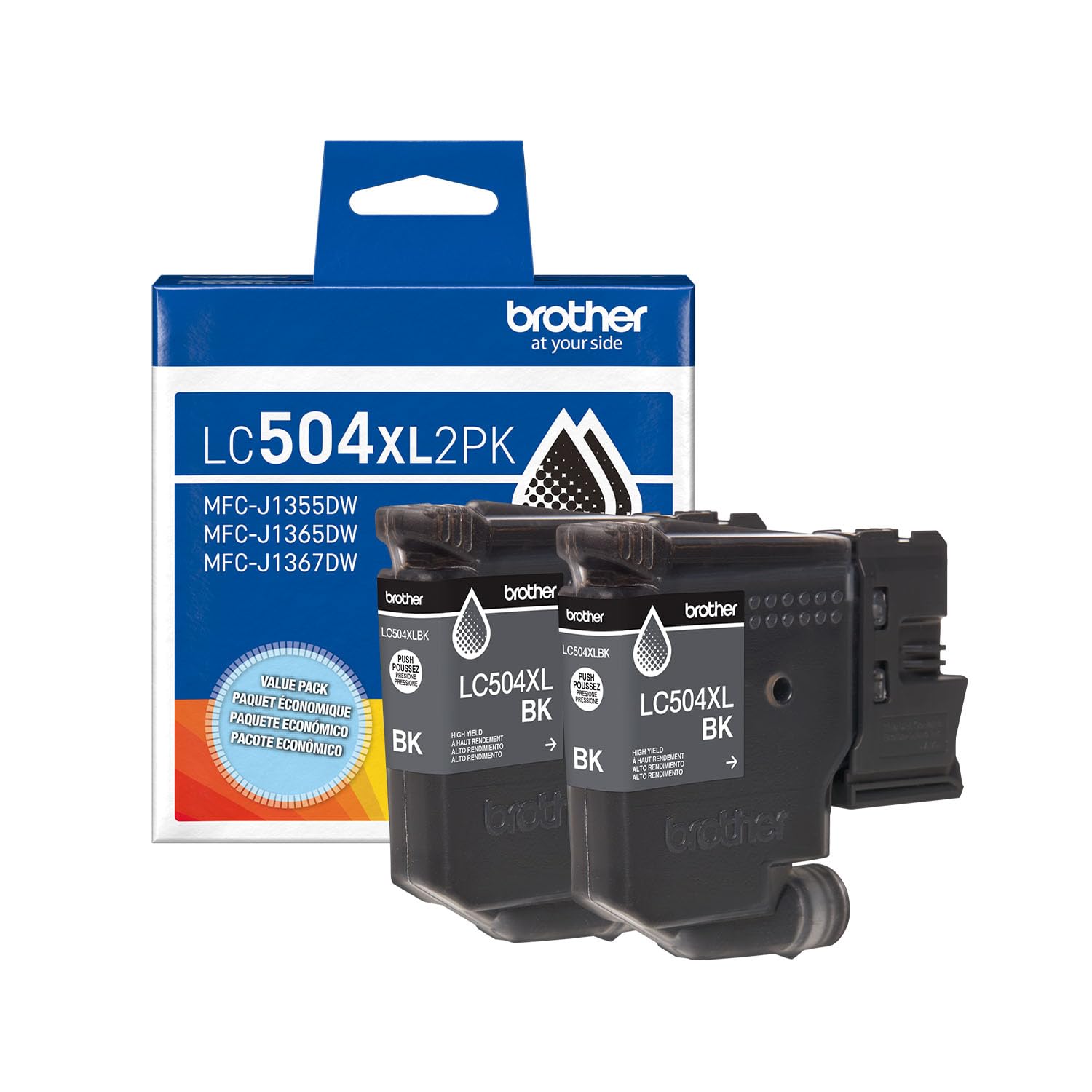 Brother Genuine LC504XL2PK Twin Pack High Yield Black Ink Cartridges (for use INKvestment 1355, 1365, and 1367 Printers)