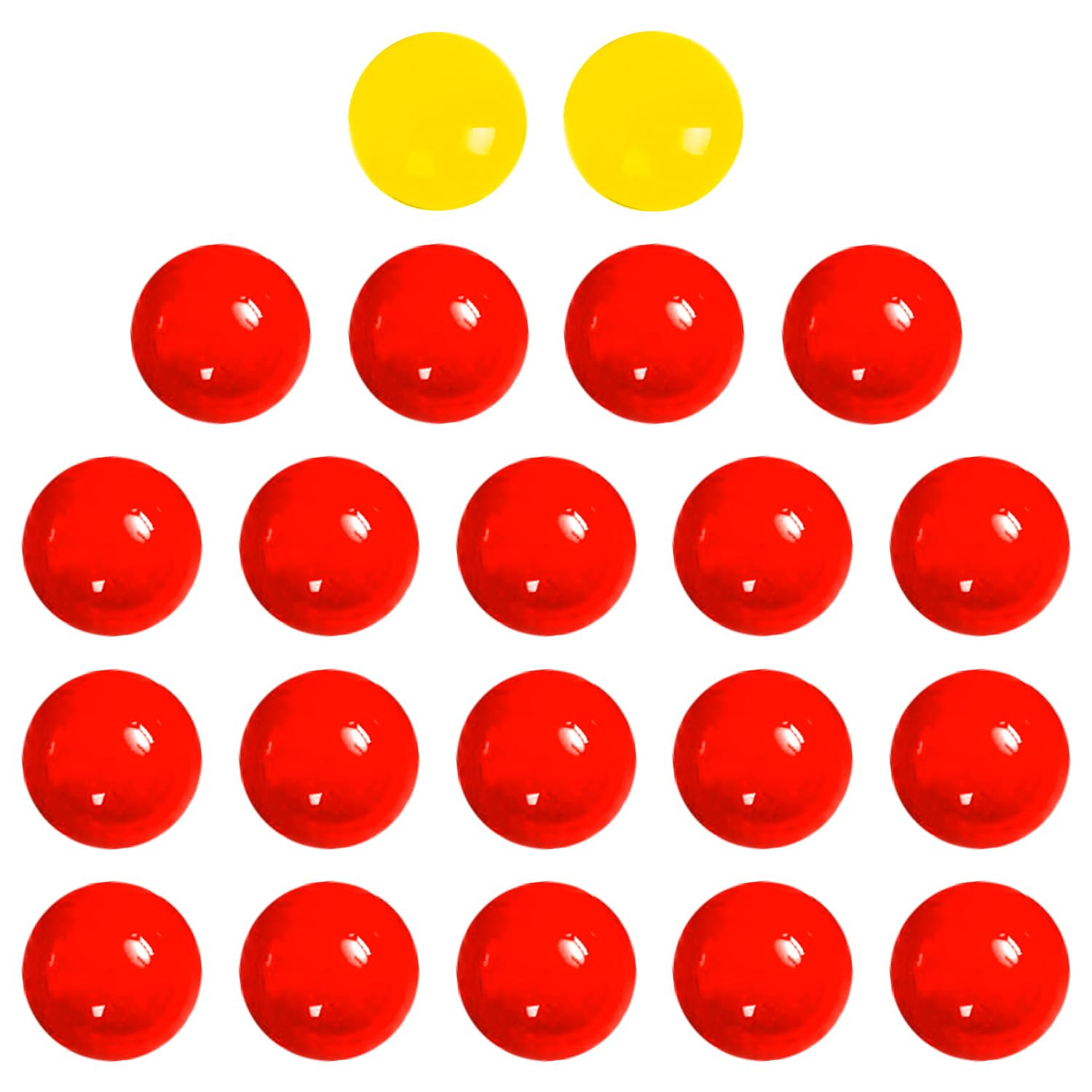 RumyveGame Replacement Marbles - 21 PCS Plastic Balls for Hungry Hippo, Checkers, Pinball Games - 19 Red and 2 Yellow