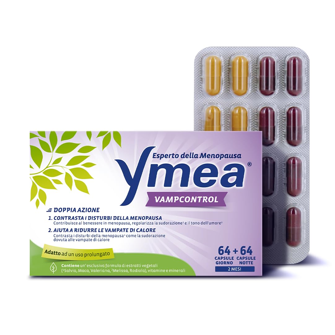 Ymea Vamp Control Integratore Alimentare - Compresse Multivitaminiche per una Progressiva Riduzione delle Vampate di Calore - 128 Capsule