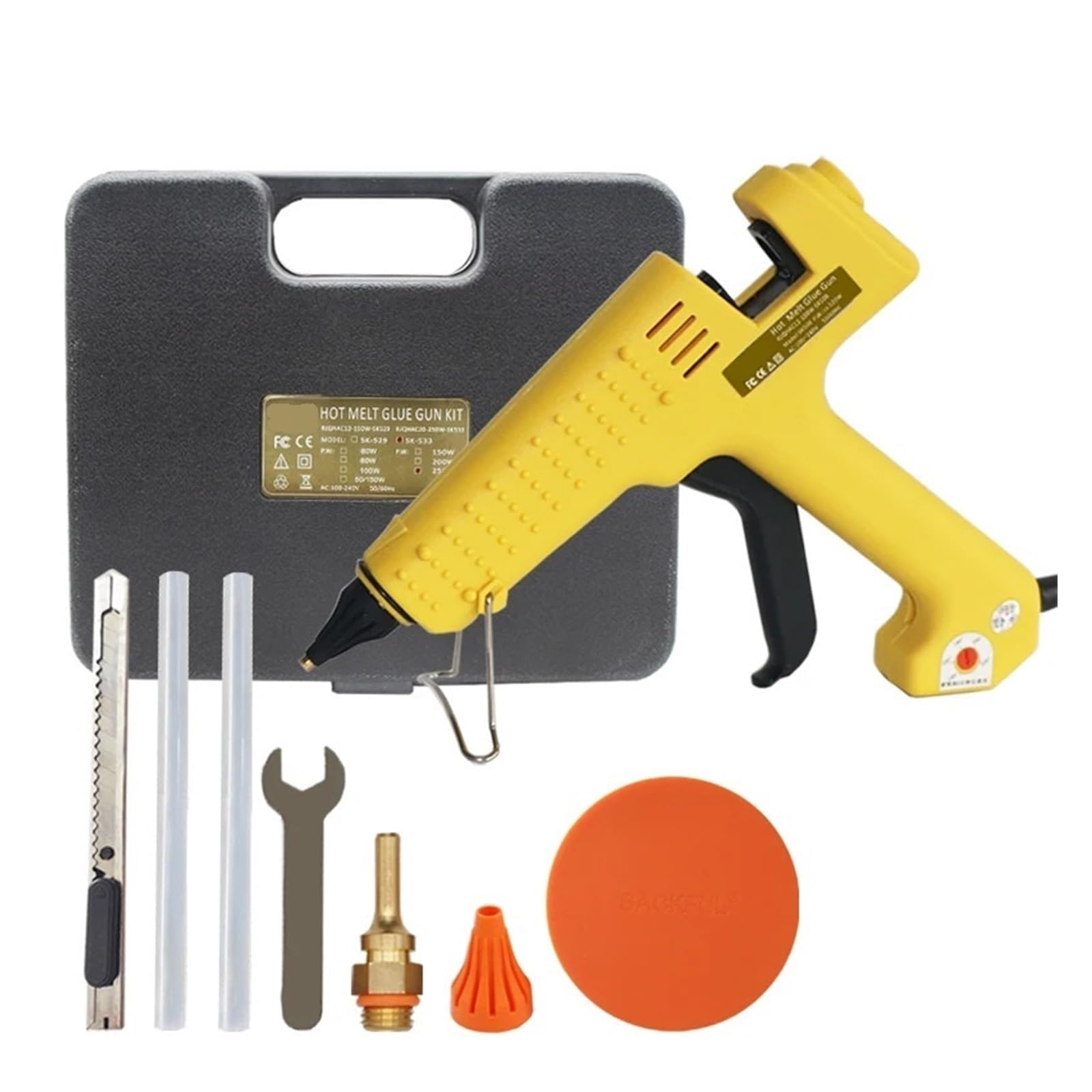 Heißklebepistolen-Set, 250 W, einstellbare Temperatur, Heißklebepistole, Werkzeugkasten, Thermostate, DIY, professionelle industrielle(Set A)