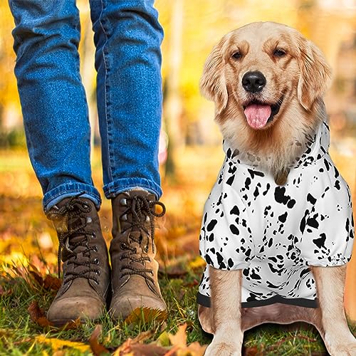 Hundekostüm mit Dalmatiner-Aufdruck, niedlicher Tier-Gepunkteter Hunde-Druck, Winterkleidung, Pullover, Halloween, Rollenspiel-Kostüm mit Tasche, Haustier-Winter-Kapuzenpullover, Größe L