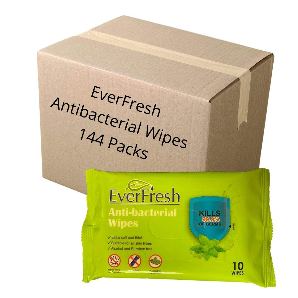 144 EverFresh Anti-Bacterial 10 pk Wipes