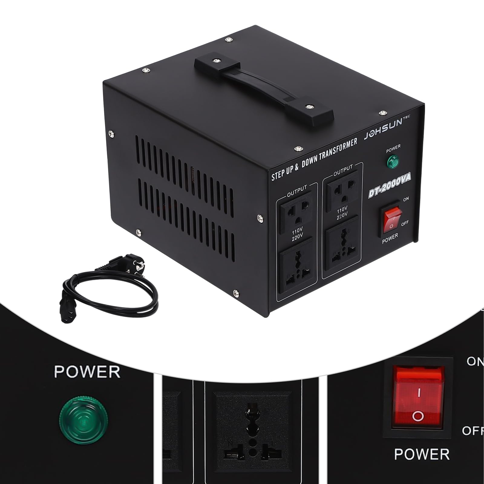 Step Up Down - Trasformatore di tensione 2000 W, 220 V a 110 V, convertitore di tensione step-up/-down, 50-60 Hz