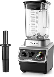 CRANDDI Professional Smoothie Blender, 80oz Countertop Blenders for Smoothies, Shakes & Ice Crushing, 1500W Compact Commercial Kitchen Blender with Stainless Steel Blade, 120V, K96