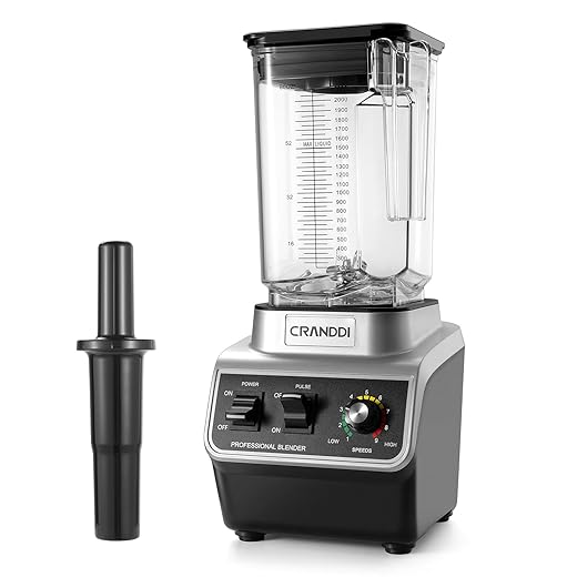 CRANDDI Professional Smoothie Blender, 80oz BPA-Free Countertop Blenders for Smoothies, Shakes & Ice Crushing, 1500W Compact Commercial Kitchen Blender with Stainless Steel Blade, 120V, K96