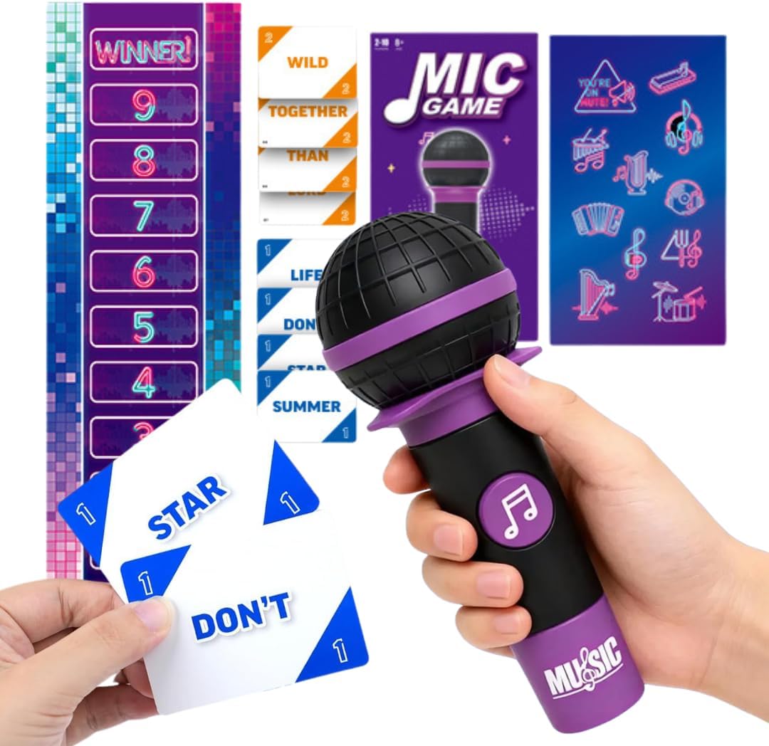 Music Party Game, 2-10 Players Grab Karaoke Singing Challenge Board Card Games for Family & Friends with 250 Song Lyric, Ideal for Hilarious Nights, Birthday Party, Christmas Game for Adult