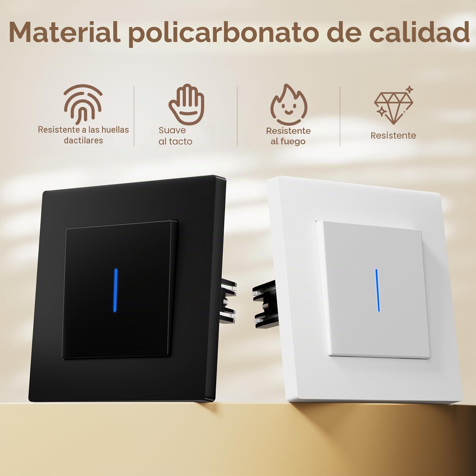 BSEED Interruptor Pared con Garras, Interruptor de luz con LED Indicador, Fácil de Instalar, Marco de PC mate, 1 Gang 1 Vía, 86 * 86mm Negro