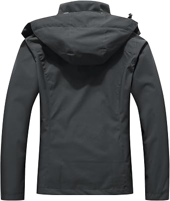 DECKTIN Women's Waterproof Raincoat Lightweight Rain Jacket Detachable Hood Travel Outdoor