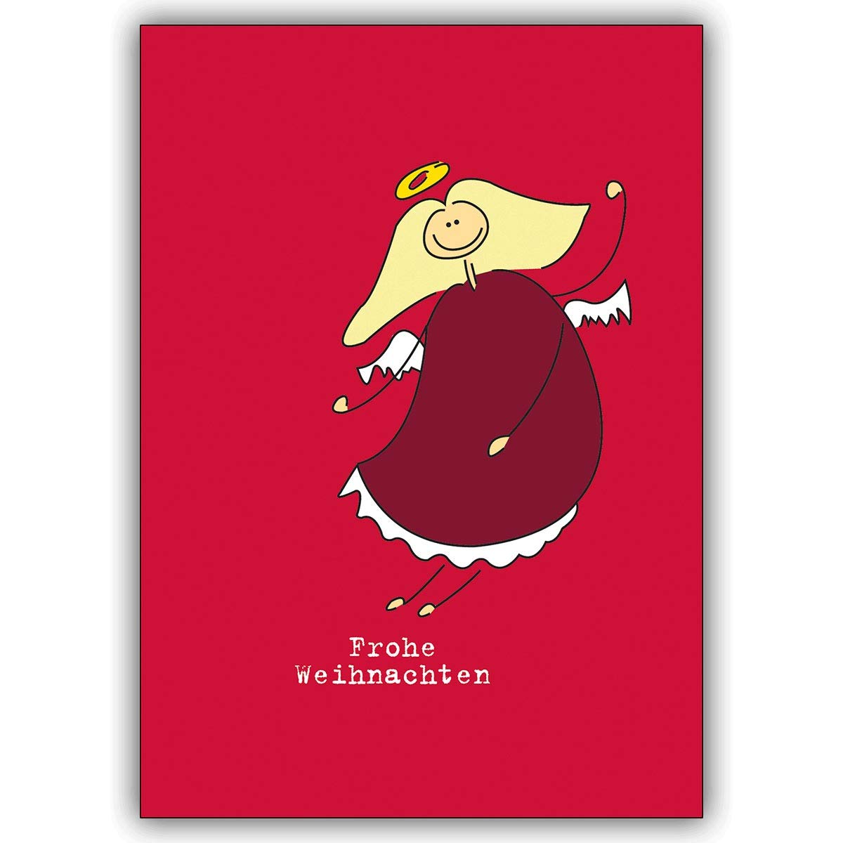 20 Stück Lustige Weihnachtskarten Set mit Umschlag mit Weihnachts Engel auf rot, Innendruck personalisierbar (Var5) geschäftlich & privat: Frohe Weihnachten